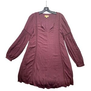 Black Swan Dress Womens Extra Small Burgundy Boho Lined Lace Festival Prairie